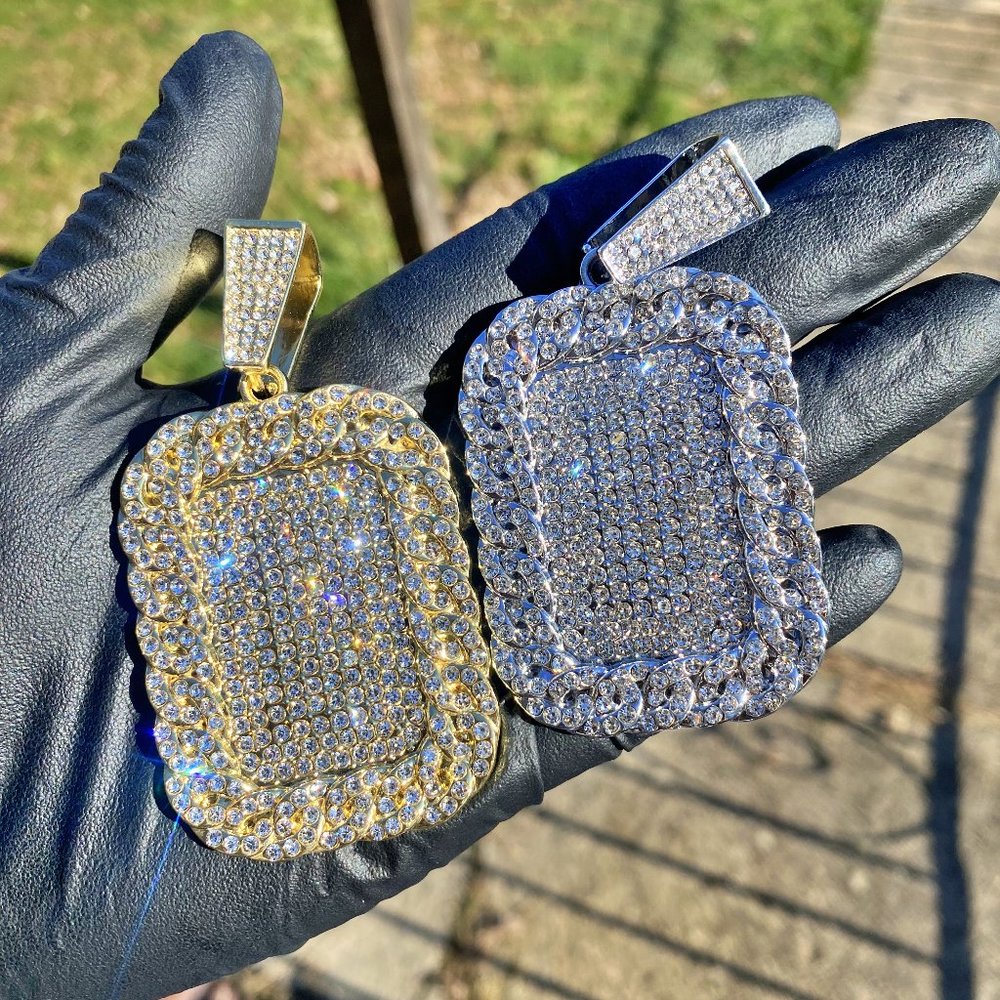 Iced Bling Out Dog Tag Gold Plated Pendant